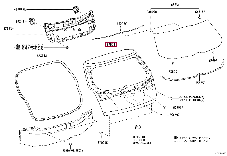 670050D730: PANEL SUB-ASSY, BACK DOOR Тойота