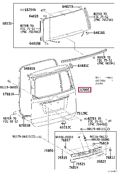 6700528B60: PANEL SUB-ASSY, BACK DOOR Тойота