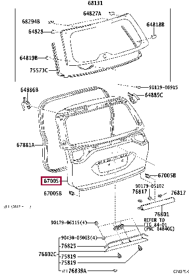 6700528D10: PANEL SUB-ASSY, BACK DOOR Тойота