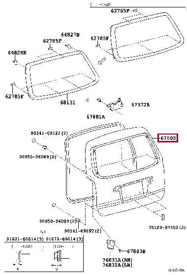 6700552472: PANEL SUB-ASSY, BACK DOOR Тойота