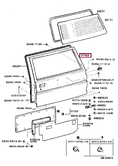 6700587604: PANEL SUB-ASSY, BACK DOOR Тойота