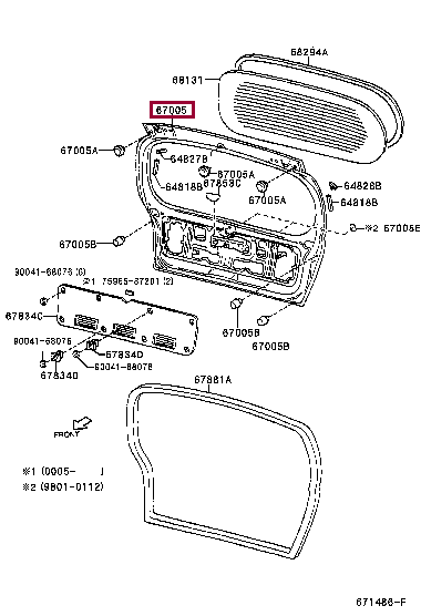 6700597237: PANEL SUB-ASSY, BACK DOOR Тойота