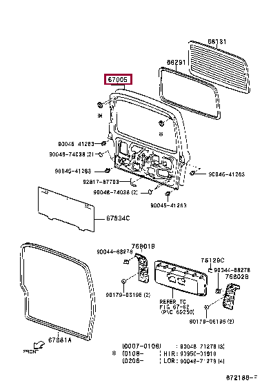 6700597D17: PANEL SUB-ASSY, BACK DOOR Тойота