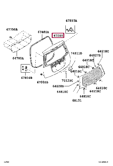 67005B1400: PANEL SUB-ASSY, BACK DOOR Тойота