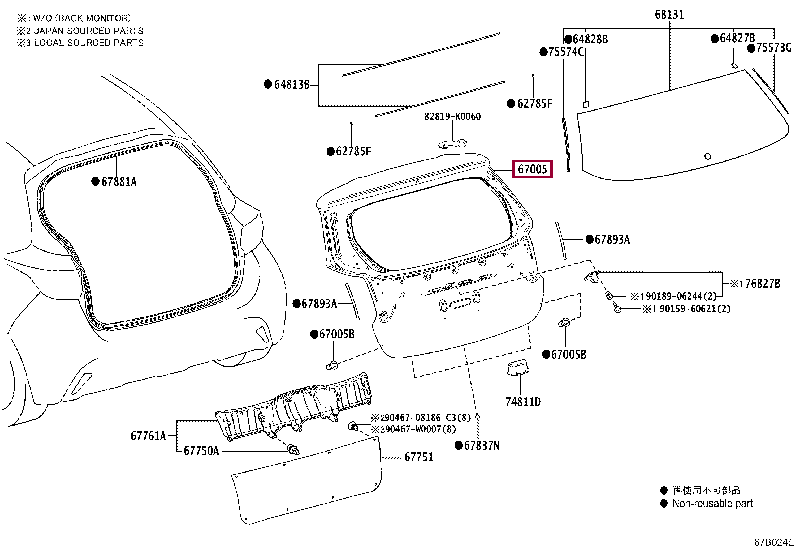 PANEL SUB-ASSY, BACK DOOR 67005-K0030 (номер toyota 67005K0030)