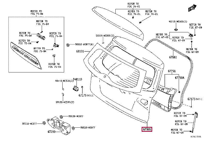 67005WC003: PANEL SUB-ASSY, BACK DOOR Тойота
