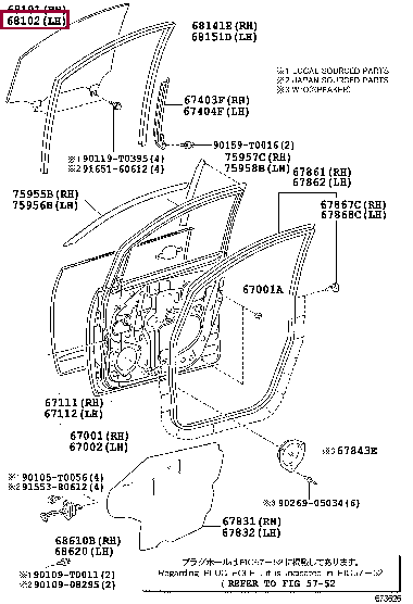 681020K091: GLASS SUB-ASSY, FRONT DOOR, LH Тойота