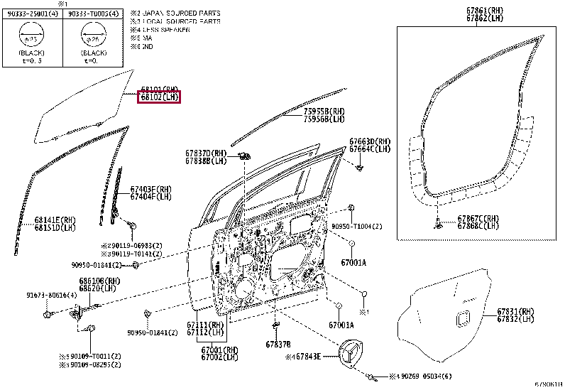 681020K150: GLASS SUB-ASSY, FRONT DOOR, LH Тойота