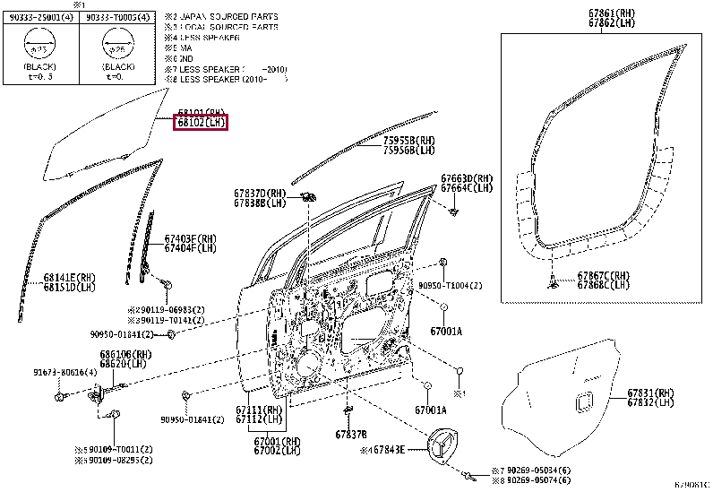 681020K350: GLASS SUB-ASSY, FRONT DOOR, LH Тойота