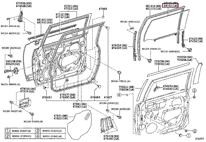 6810235221: GLASS SUB-ASSY, FRONT DOOR, LH Тойота