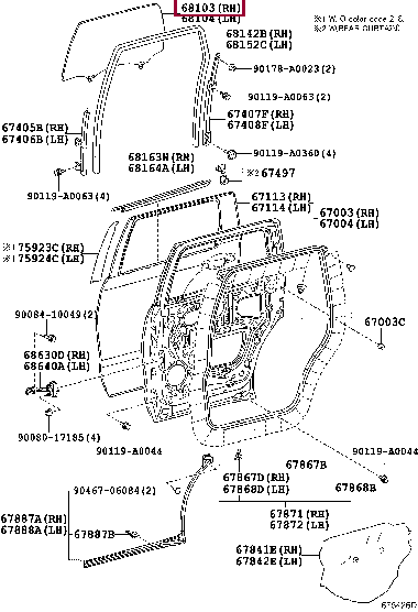 681030C100: GLASS SUB-ASSY, REAR DOOR, RH Тойота