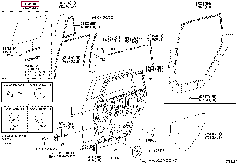 681030K200: GLASS SUB-ASSY, REAR DOOR, RH Тойота