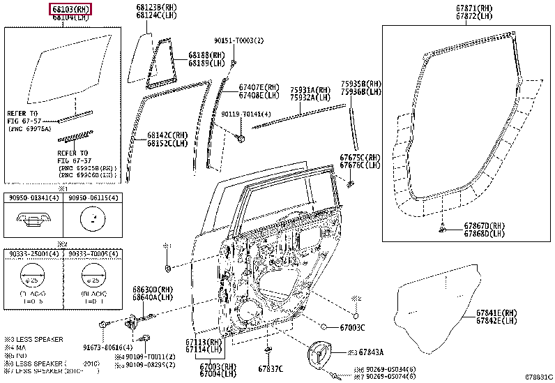 681030K400: GLASS SUB-ASSY, REAR DOOR, RH Тойота