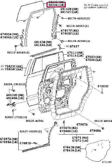 681040C100: GLASS SUB-ASSY, REAR DOOR, LH Тойота