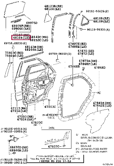 681040K100: GLASS SUB-ASSY, REAR DOOR, LH Тойота