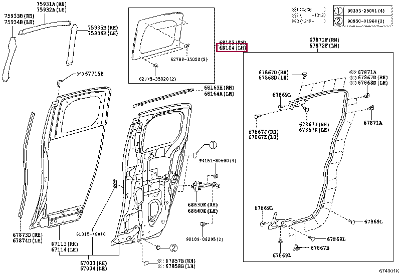 6810435082: GLASS SUB-ASSY, REAR DOOR, LH Тойота