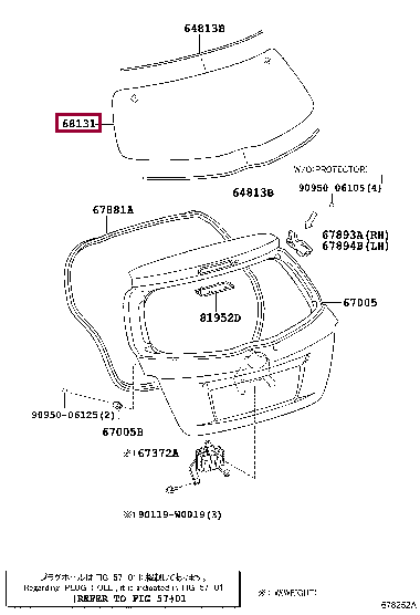 681050D410: GLASS, BACK DOOR Тойота
