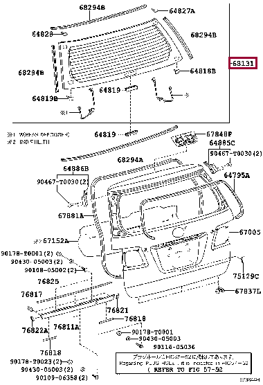 681050K021: GLASS, BACK DOOR Тойота