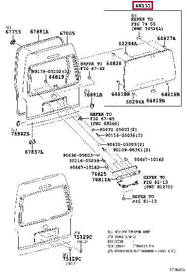6810526121: GLASS, BACK DOOR Тойота