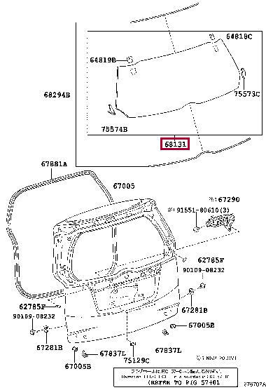 6810552550: GLASS, BACK DOOR Тойота