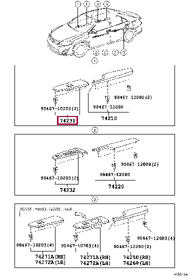 PANEL, FRONT ARMREST BASE, UPPER RH 74231-33360-E0 (номер toyota 7423133360E0)