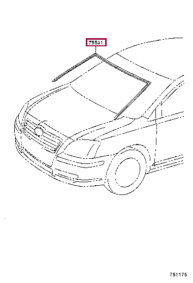 Молдинг лобового стекла 75531-20430 (номер toyota 7553120430)