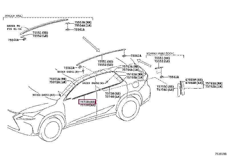 MOULDING ASSY, FRONT DOOR BELT, RH 75710-78010 (номер toyota 7571078010)