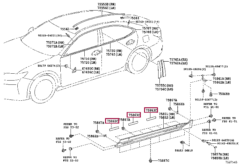 PROTECTOR, ROCKER PANEL MOULDING, NO.3 75863-33030 (номер toyota 7586333030)
