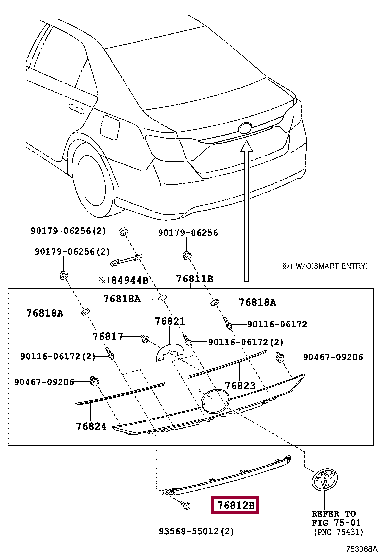 ПАНЕЛЬ ДЕКОРАТИВНАЯ ХРОМ 76812-33080 (номер toyota 7681233080)