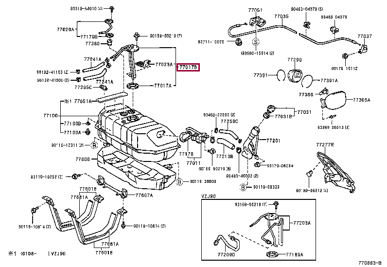 TUBE SUB-ASSY, FUEL TANK VENT 77017-60351 (номер toyota 7701760351)