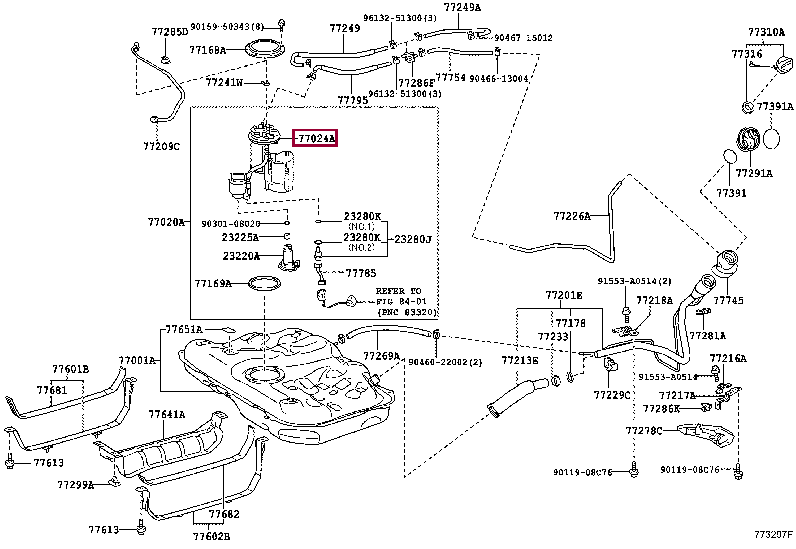 Фильтр топливный 77024-33380 (номер toyota 7702433380)