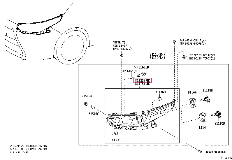 811300DG80: UNIT ASSY, HEADLAMP, RH Тойота