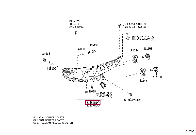 UNIT ASSY, HEADLAMP, RH 81130-0DJ00 (номер toyota 811300DJ00)