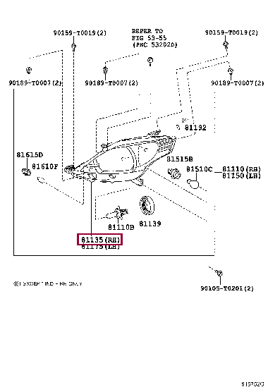 811300K550: UNIT ASSY, HEADLAMP, RH Тойота