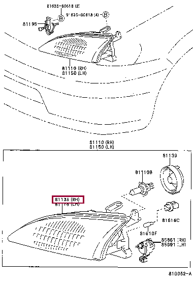 8113016660: UNIT ASSY, HEADLAMP, RH Тойота