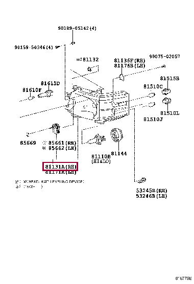 8113026801: UNIT, HEADLAMP, RH Тойота