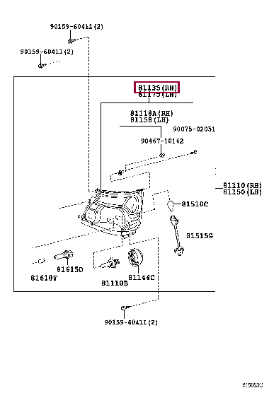 8113037430: UNIT ASSY, HEADLAMP, RH Тойота