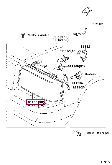 8113040040: UNIT ASSY, HEADLAMP, RH Тойота