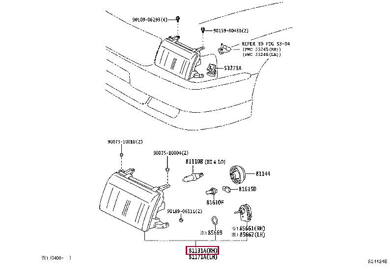 8113043030: UNIT, HEADLAMP, RH Тойота