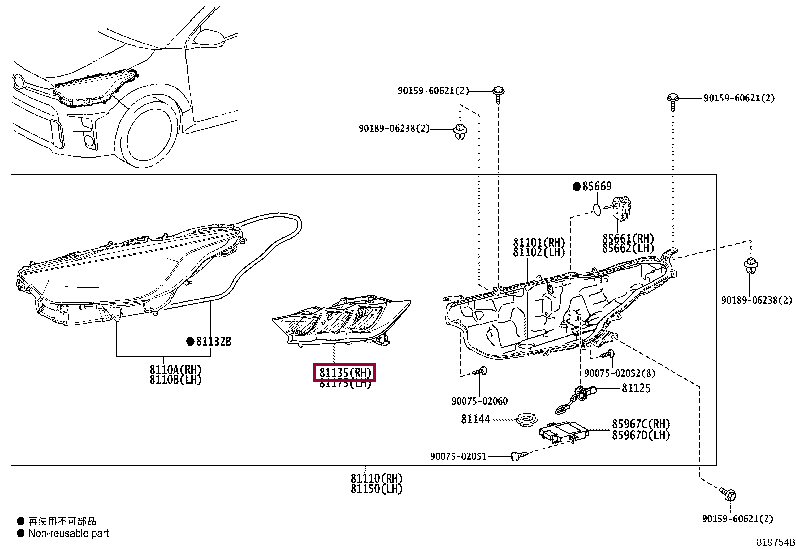 81130K0030: UNIT ASSY, HEADLAMP, RH Тойота