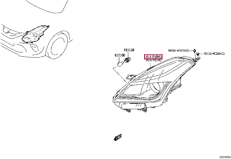 81130WC001: UNIT ASSY, HEADLAMP, RH Тойота