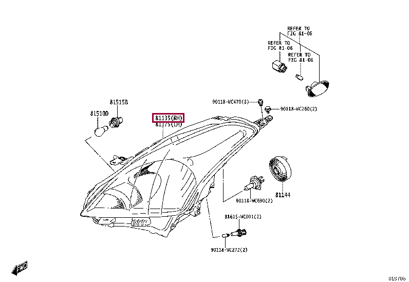 81130WC004: UNIT ASSY, HEADLAMP, RH Тойота