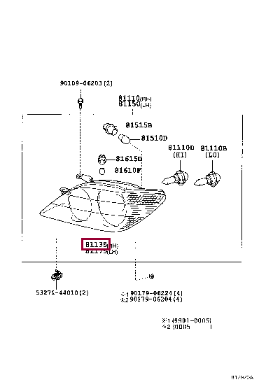 8114553140: UNIT ASSY, HEADLAMP, RH Тойота