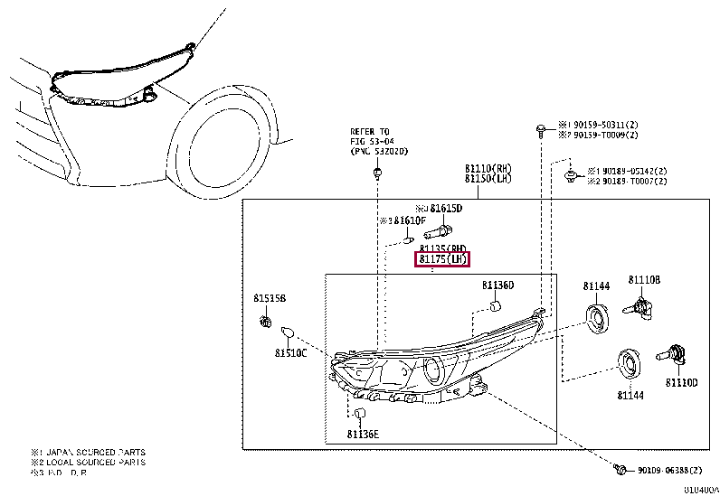 811700DG80: UNIT ASSY, HEADLAMP, LH Тойота