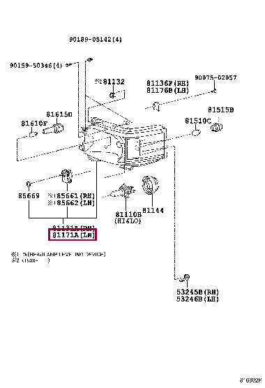 8117026741: UNIT, HEADLAMP, LH Тойота