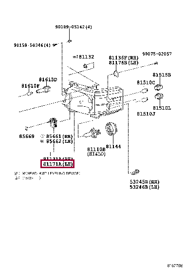 8117026801: UNIT, HEADLAMP, LH Тойота