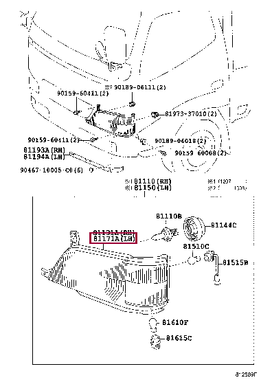 8117037200: UNIT, HEADLAMP, LH Тойота