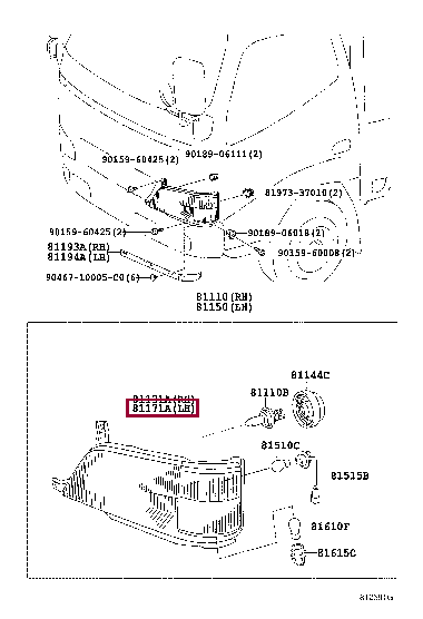 8117037353: UNIT, HEADLAMP, LH Тойота