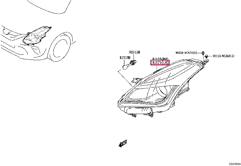 81170WC001: UNIT ASSY, HEADLAMP, LH Тойота