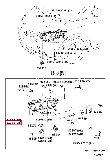 8118528C70: UNIT ASSY, HEADLAMP, LH Тойота